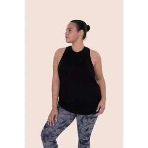 Plus Raw Edge Flow Tank - Black - 1XL, 2XL, 3XL